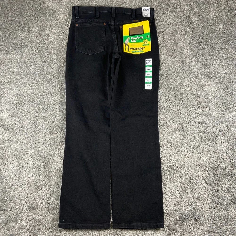 Wrangler Cowboy Cut Jeans Men 30x30 Black Denim Slim Seat Thigh Rigid Cotton